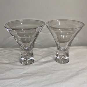 Vintage Set of 2 Bubble Bottom Martini Cocktail Glasses